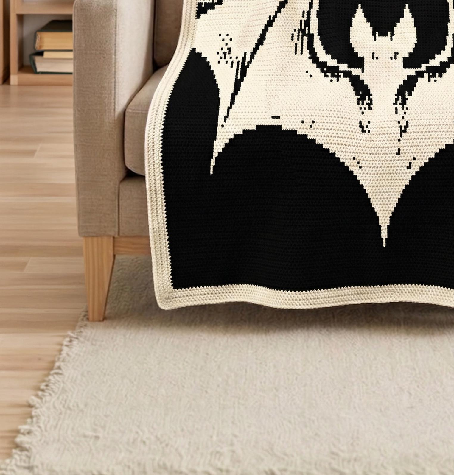 Bat Blanket Pattern Bat Mosaic Crochet Blanket Pattern PDF, Overlay Mosaic Crochet Chart ...