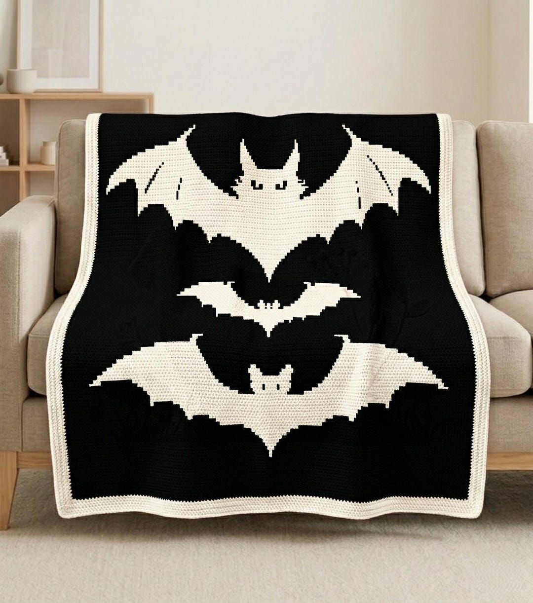Bat Blanket Pattern Bat Mosaic Crochet Blanket Pattern PDF, Overlay Mosaic Crochet Chart ...
