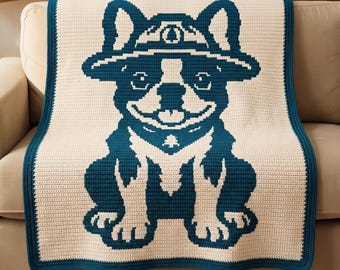 Cowboy Corgi Mosaic Crochet Pattern, Western Dog Blanket PDF, Overlay Mosaic Crochet Chart, Corgi Lover Gifts, Western Crochet Throw Pattern