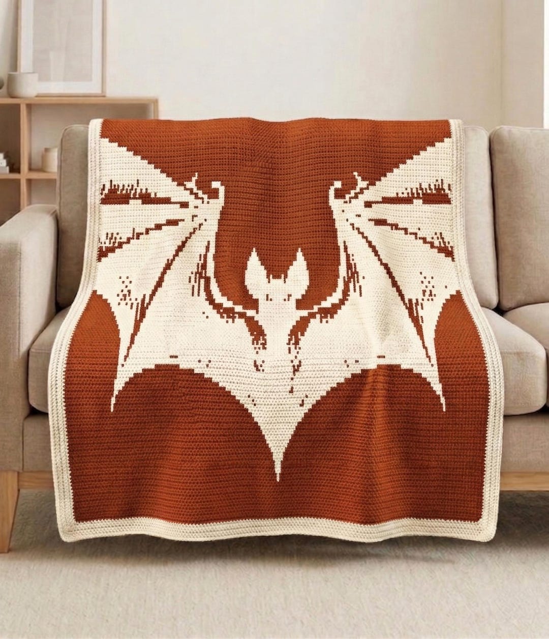 Bat Blanket Pattern Gothic Bat Mosaic Crochet Blanket Pattern PDF, Overlay Mosaic Chart ...