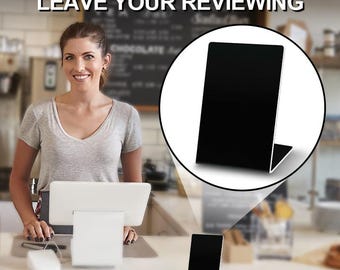 Anpassat NFC-stativ (vitt/svart) - Programmerbart för restaurangmenyer, sociala medier och recensionslänkar
