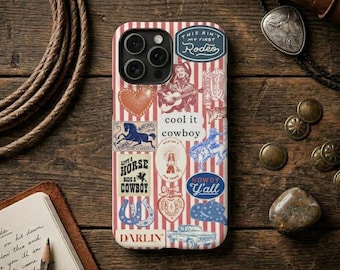 Retro Western Phone Case, Country Music Collage Case, Cowboy Cowgirl Aesthetic, Southern Girl Gift Idea
