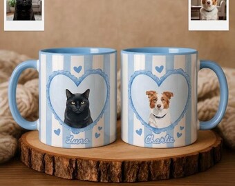 Custom Pet Mug, Personalized Dog or Cat Mug, Pet Photo Coffee Cup, Custom Animal Lover Gift, Cute Pet Portrait Mug, Gift for Pet Owners
