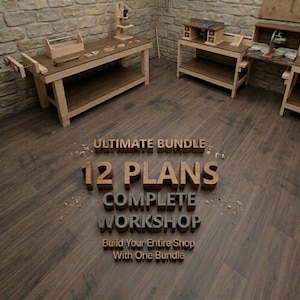 12 DIY Woodworking Plans Bundle - Workshop Projects, Jigs, Clamps, Workbench (Imperial & Metric PDF)