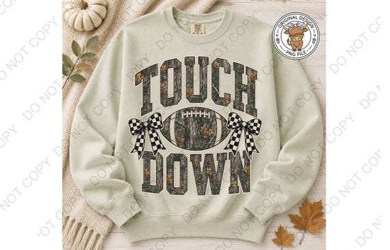 Camo Checkered Football Touchdown PNG, Trendy Football Shirt PNG, Game Day Football Sublimation Design (Digital Download)