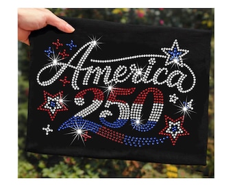 Bling America 250 Shirt png, 250th Anniversary Png, Rhinestone USA 4th of July Girly PNG Sublimation