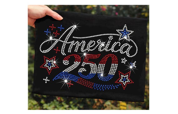 Bling America 250 Shirt png, 250th Anniversary Png, Rhinestone USA 4th of July Girly PNG Sublimation