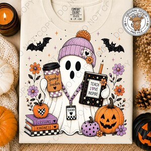 Teacher Ghost png Halloween Shirt Sublimation Designs (Digital Download) image 3