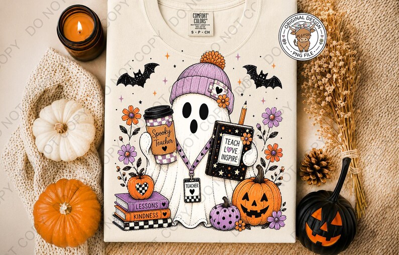 Teacher Ghost png Halloween Shirt Sublimation Designs (Digital Download) image 3