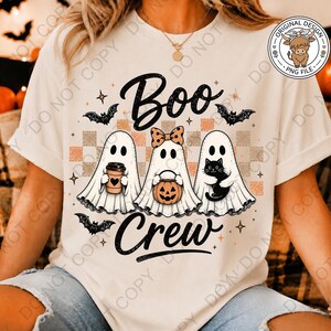 Boo Crew PNG, Cute Halloween Ghost Bats Trendy Shirt Sublimation Design DTF Print Ready File (Digital Download) image 6