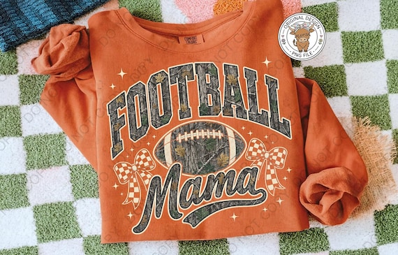 Camo Checkered Football Mama PNG, Trendy Football Shirt PNG, Game Day Football Mom Touchdown Sublimation Design (Digital Download)