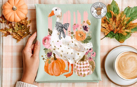 Preppy Fall Silly Goose Pumpkins Trendy Shirt Designs PNG, DTF & Sublimation Print Ready