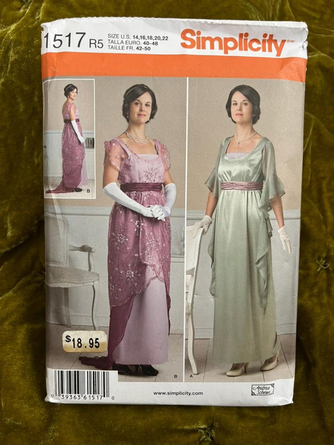 Simplicity 1517 R5 UNCUT VINTAGE Regency Dress Costume Pattern | Misses ...