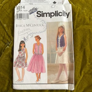 VINTAGE Simplicity 9314 | Jessica McClintock Dress Pattern | Girls Size 7-10 | UNCUT