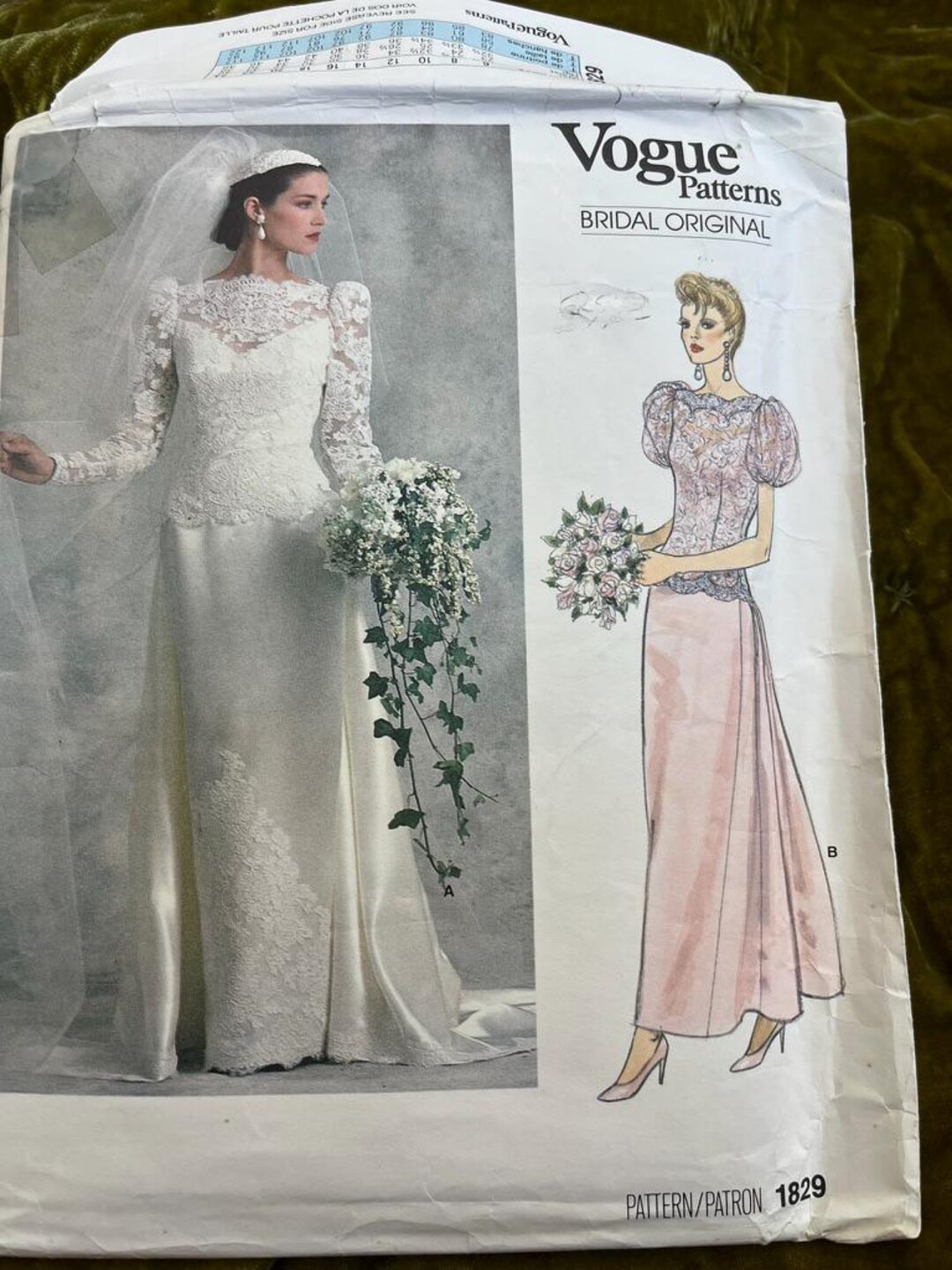 Pattern V1829 Vogue 1829 Vintage Wedding Gown Pattern | Misses Size 6, Lace Train - Etsy