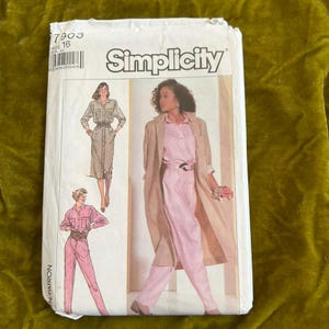 VINTAGE Simplicity 7903 | Jumpsuit Dress Coat Pattern | Misses 16 | UNCUT