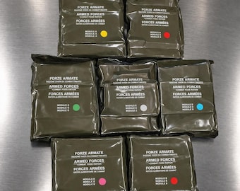 Italienskt stridsransonset – 7 moduler A–G Militär MRE, NATO-fältmatpaket, komplett samling