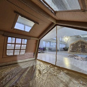 Tenda de campismo insuflável de 17 m – Tenda de ar grande com janelas, abrigo de glamping impermeável
