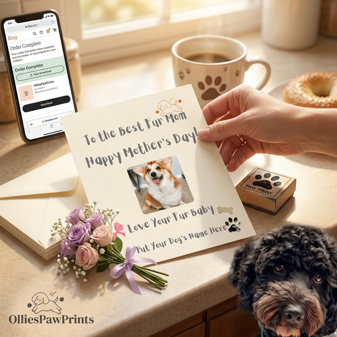 Editable Dog Mother's Day Card – From Fur Baby to Fur Mom (digital ...