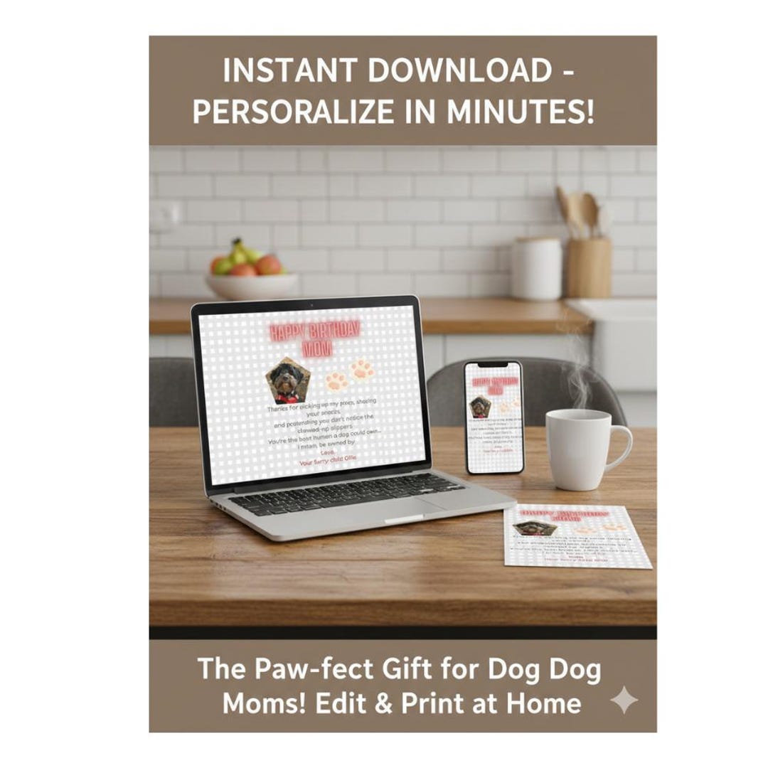 Funny Dog Mom Birthday Card Printable, From the Dog, Editable Gift ...