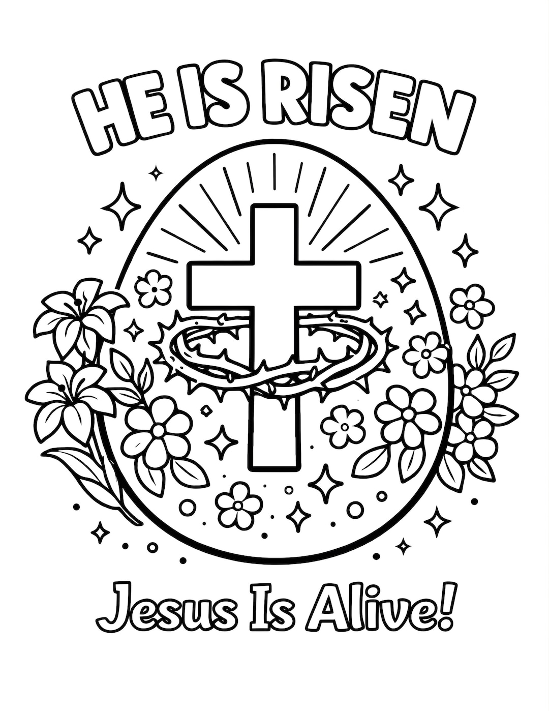 He is Risen Coloring Page for Kids | Easter Christian Bible Activity ...