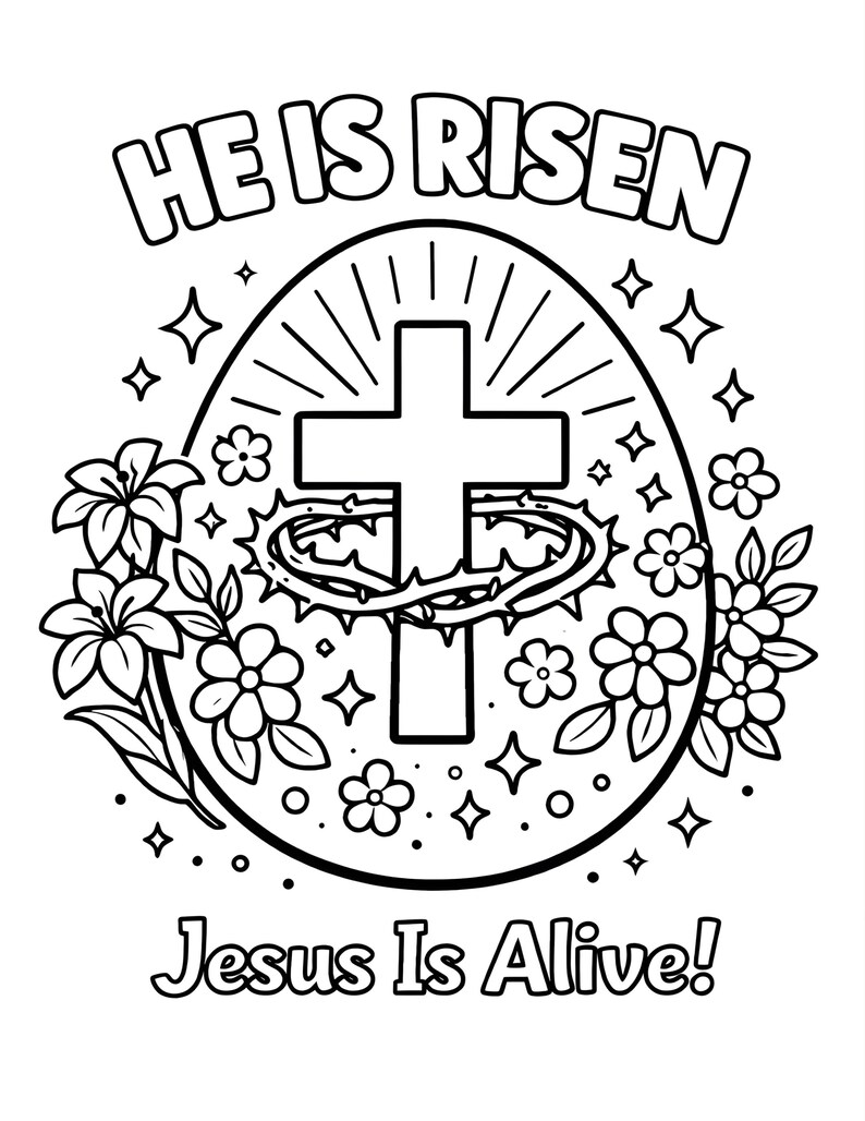 He is Risen Coloring Page for Kids | Easter Christian Bible Activity ...