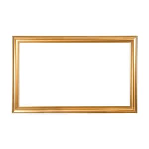 May include: A rectangular gold picture frame with a wide, ornate border. The frame has a glossy finish and a classic design, suitable for displaying artwork or photographs. The interior is empty, providing a clean, white space for a picture.