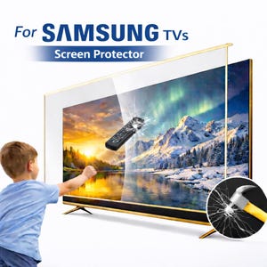 Skärmskydd för Samsung TV – Stöttåligt och reptåligt, passar TV-apparater i standardstorlekar. Skyddar mot skador och är vattentätt.