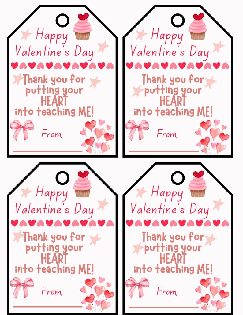 Teacher Valentines Day Gift Tags - Etsy
