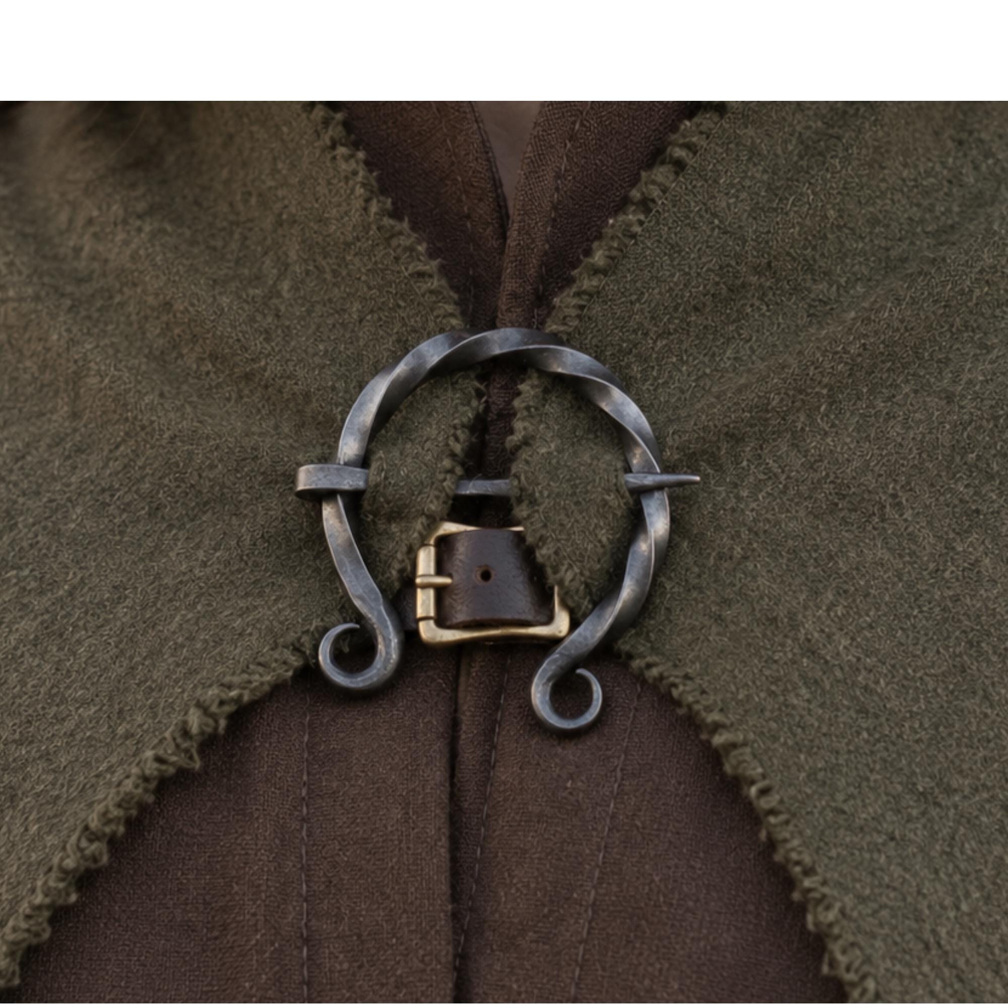 Medieval Iron Cloak Brooch Pin Handmade 3" Heavy Duty Mantle Clasp