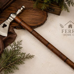 Vintage Style Decorative Steel Axe with Wooden Handle Rustic Display Piece