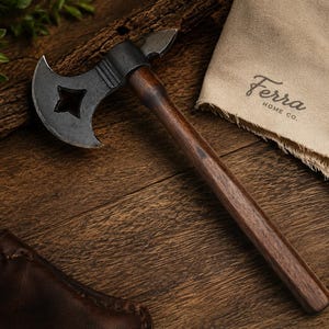 Medieval Double Blade Axe with Wooden Handle – Viking Style Decorative Tool