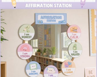 Playful Affirmation Station Display, Editable Positive Affirmations, Canva Decor DB1