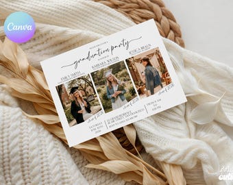 Multiple Graduate Party Invitation – Combined 3 Graduates Class of 2026 (Editable Canva)