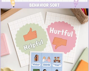 Pastel Behavior Visual Support Cards, Classroom Management Cue Flashcards Decor DB1
