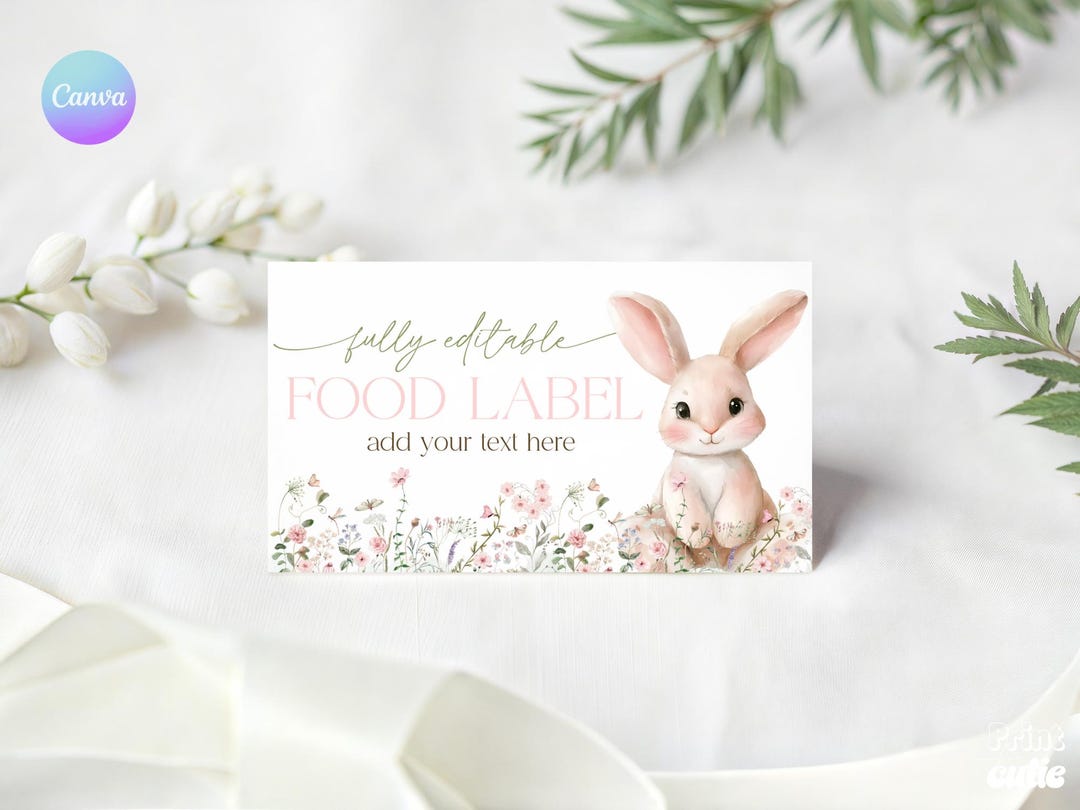 Some Bunny Food Labels – Floral First Birthday Buffet (editable Canva ...
