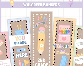 Playful Classroom Welcome Door Banner, Editable 2x6 Door Banners, Bright Teacher Decor DB1