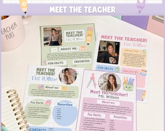 Playful Meet The Teacher Template Editable, Bright Classroom Newsletter Pack Canva Decor DB1