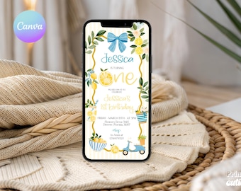 Citrus Summer Birthday Phone Invitation – Girl 1st Birthday Digital (Smartphone Invite) LN1