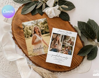 Elegant Class of 2026 Grad Announcement – High School Graduation Invite (DIY Template)