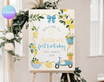 Citrus Summer Party Welcome Sign – Mediterranean Main Squeeze Decor (Printable Poster) LN1