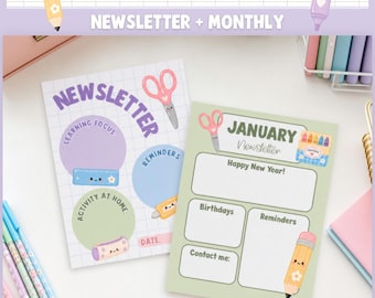 Editable Bright Classroom Newsletter Template, Playful Teacher School Letter Canva DB1