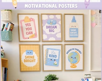 Playful Motivational Posters Editable, Bright Inspiring Classroom Quotes Canva Decor DB1