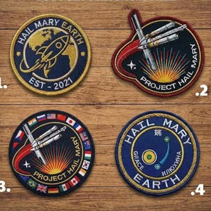 4pcs Project Hail Mary Movie Embroidered Mission Patch, Ryland Grace Cosplay, Iron-On Patch