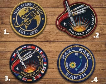 4pcs Project Hail Mary Movie Embroidered Mission Patch, Ryland Grace Cosplay, Iron-On Patch