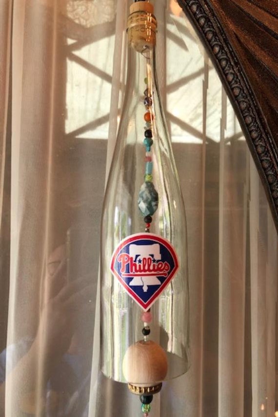 Philadelphia Phillies Recycled Wine Bottle Wind Chime Wind Chimes Home