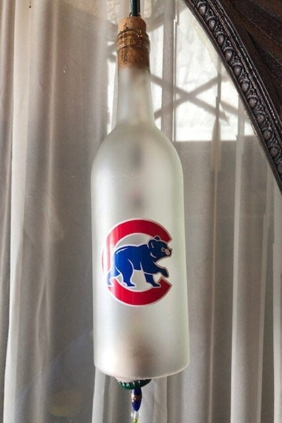 Chicago Cubs Recycled Wine Bottle Wind Chime Etsy
