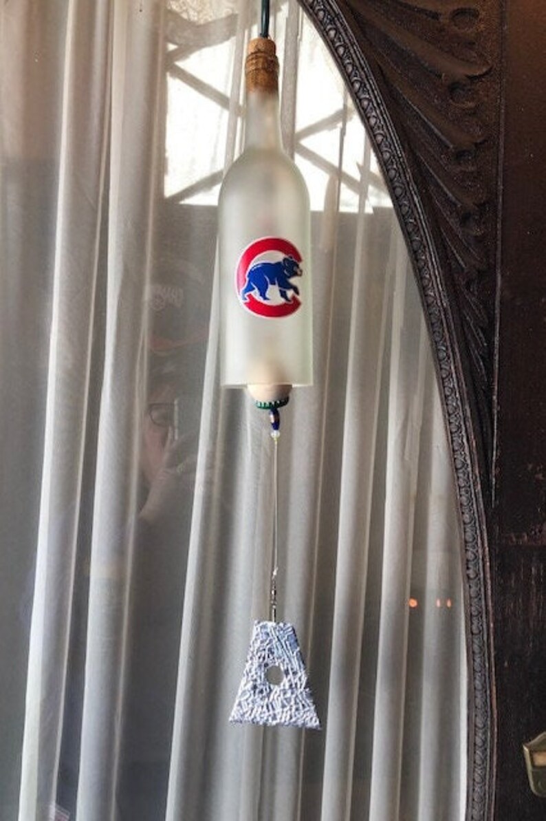 Chicago Cubs Recycled Wine Bottle Wind Chime Etsy