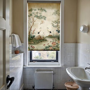 Persiana enrollable opaca con motivos chinos y florales: persiana con impresión personalizada