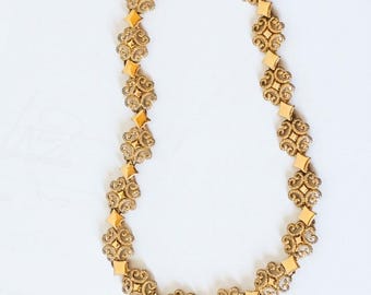 Vintage 1971 Signed AVON Precious Pretenders Necklace - Gold Filigree & Diamond Link Choker - First Edition Collection - Gift for Her